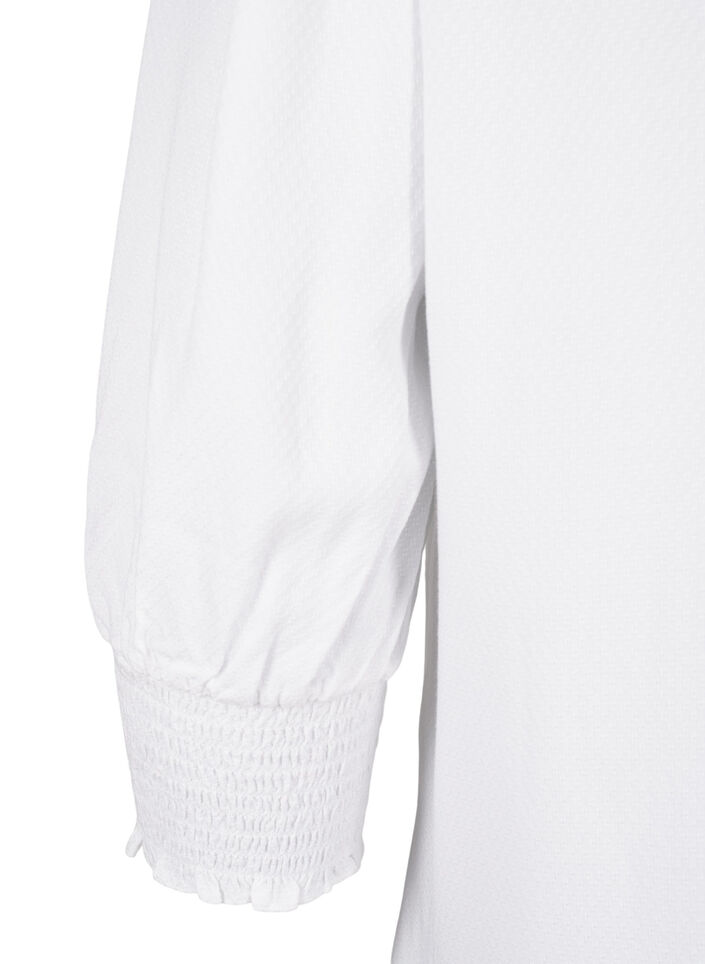  Viskosebluse mit Smok- und Rüschendetail, Bright White, Packshot image number 3