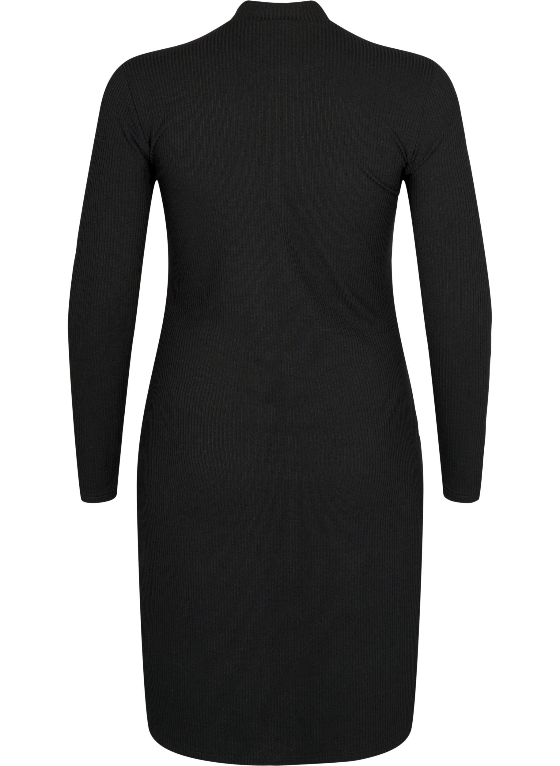 Zizzi Passendes Kleid mit Ausschnittdetails, Black, Packshot image number 1