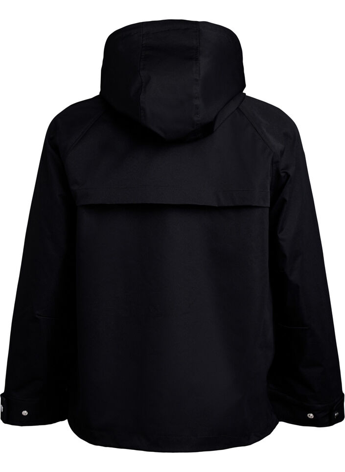 Kurze Fr&uuml;hlingsjacke mit abnehmbarer Kapuze, Schwarz, Packshot image number 1