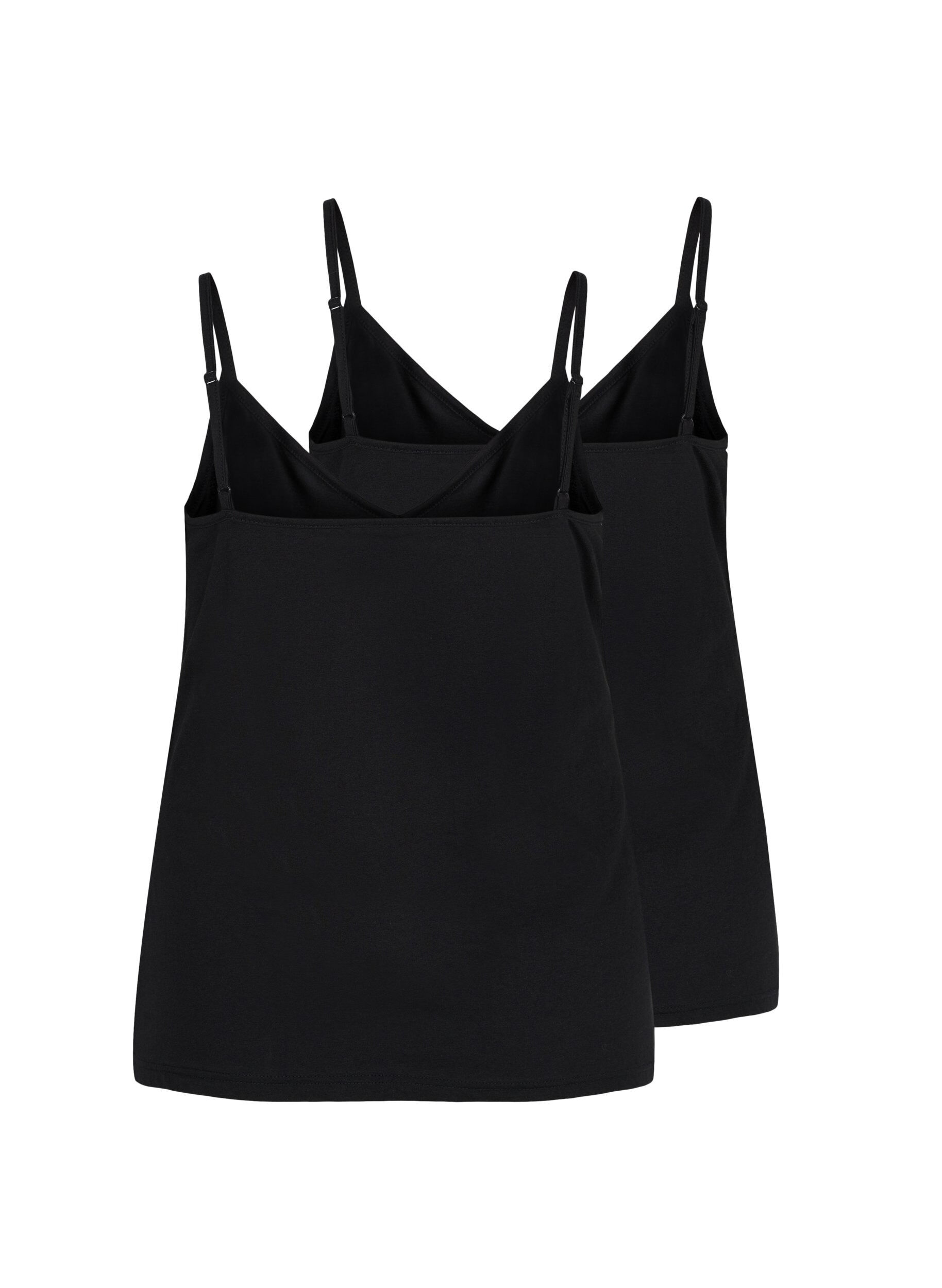 Zizzi Lot de 2 hauts basiques en coton, Black/Black, Packshot image number 1