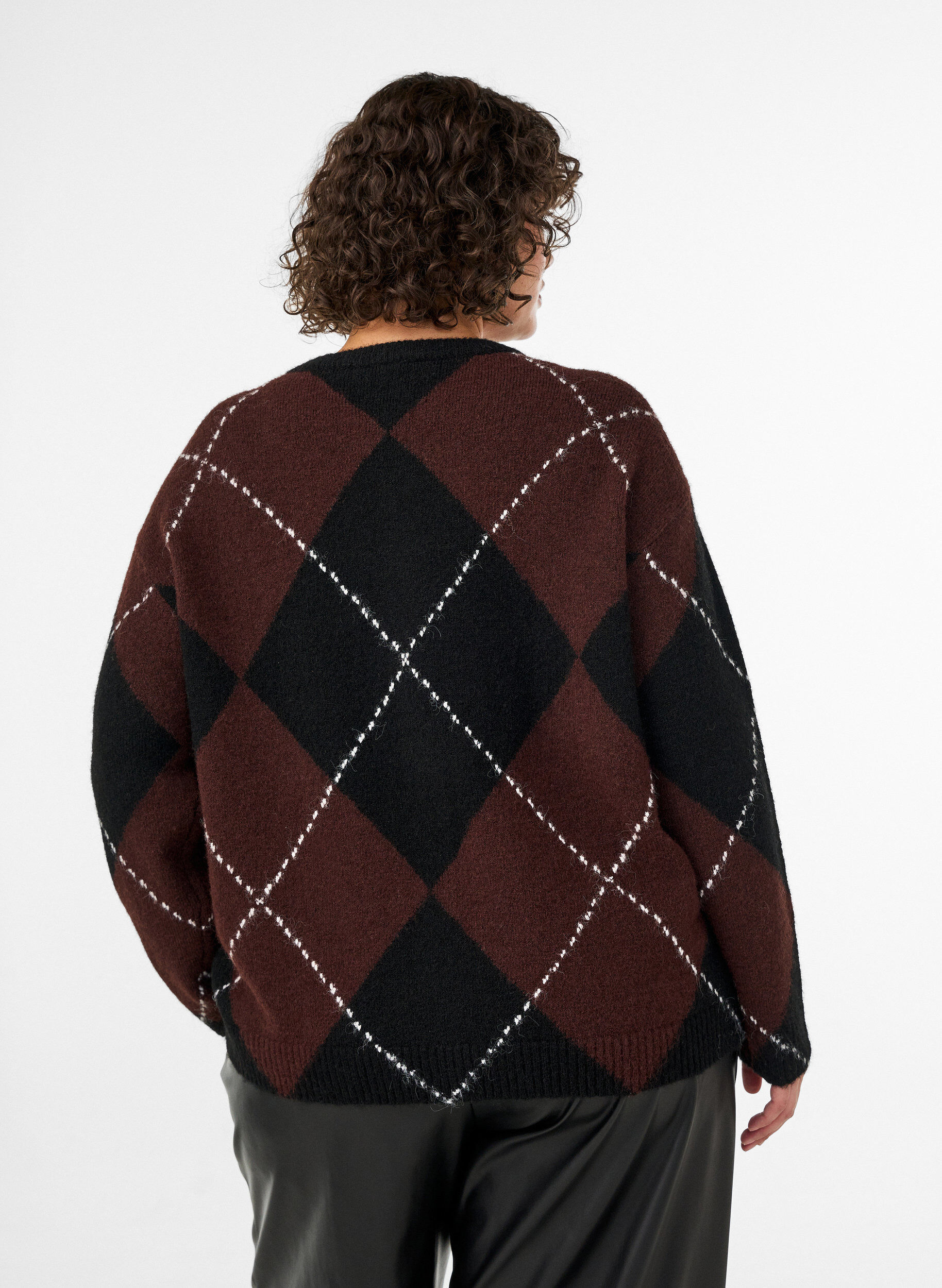 ZizziCardigan &agrave; motif argyle, Noir, Model image number 2