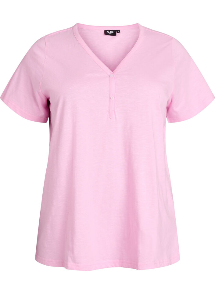 T-Shirt mit Knopfleiste, Pink, Packshot image number 0