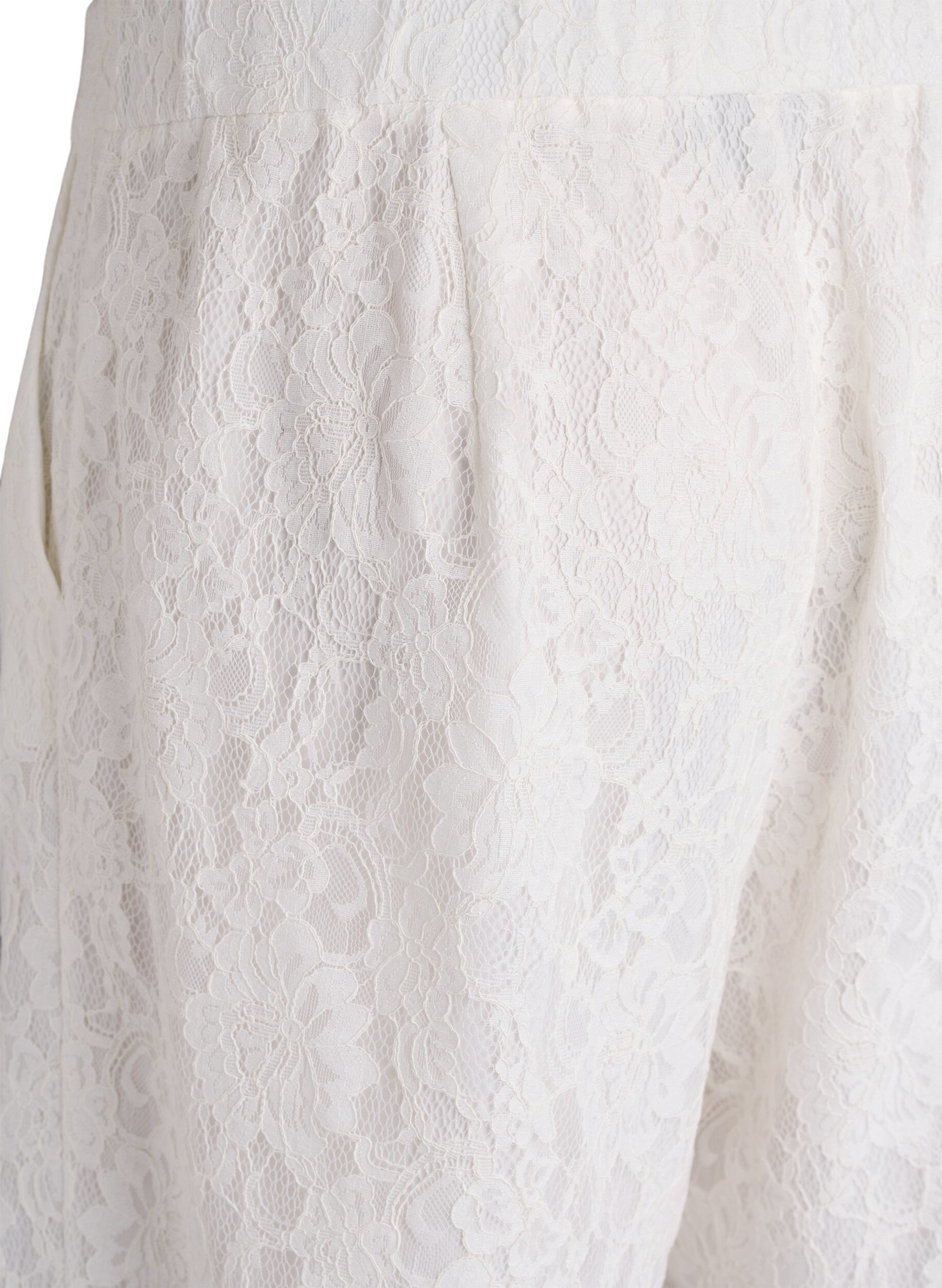 Zizzi Hoch taillierte Bermudashorts aus Spitze, Vanille, Packshot image number 3