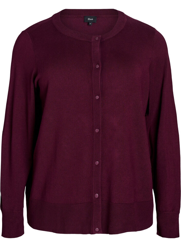 Strickjacke mit Rundhalsausschnitt und Kn&ouml;pfen, Rot, Packshot image number 0