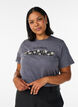 T-Shirt aus Baumwolle mit Washed-Look und gesticktem Motiv, Grau, Model image number 0