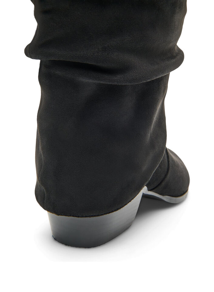 Botte haute en su&eacute;dine avec tige amovible, Noir, Packshot