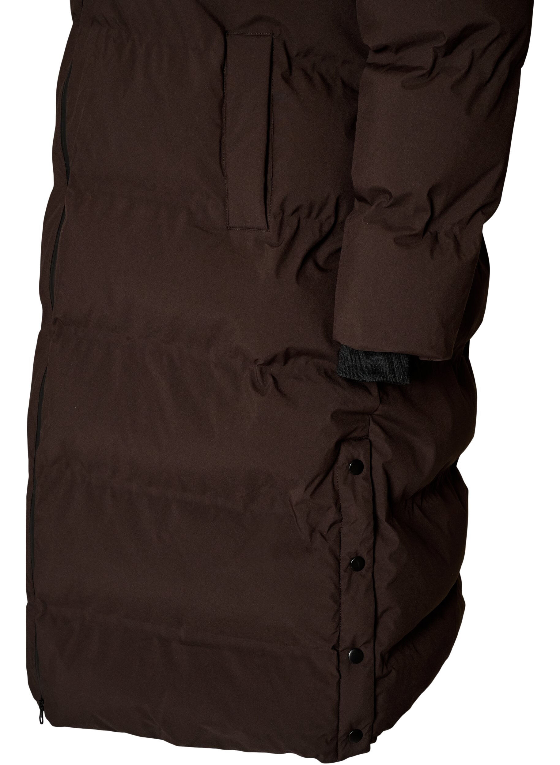 ZizziLanger Winter-Steppmantel mit Kapuze, Braun, Packshot image number 3