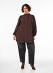 Tunique en viscose avec volants et boutons, Marron, Model image number 1