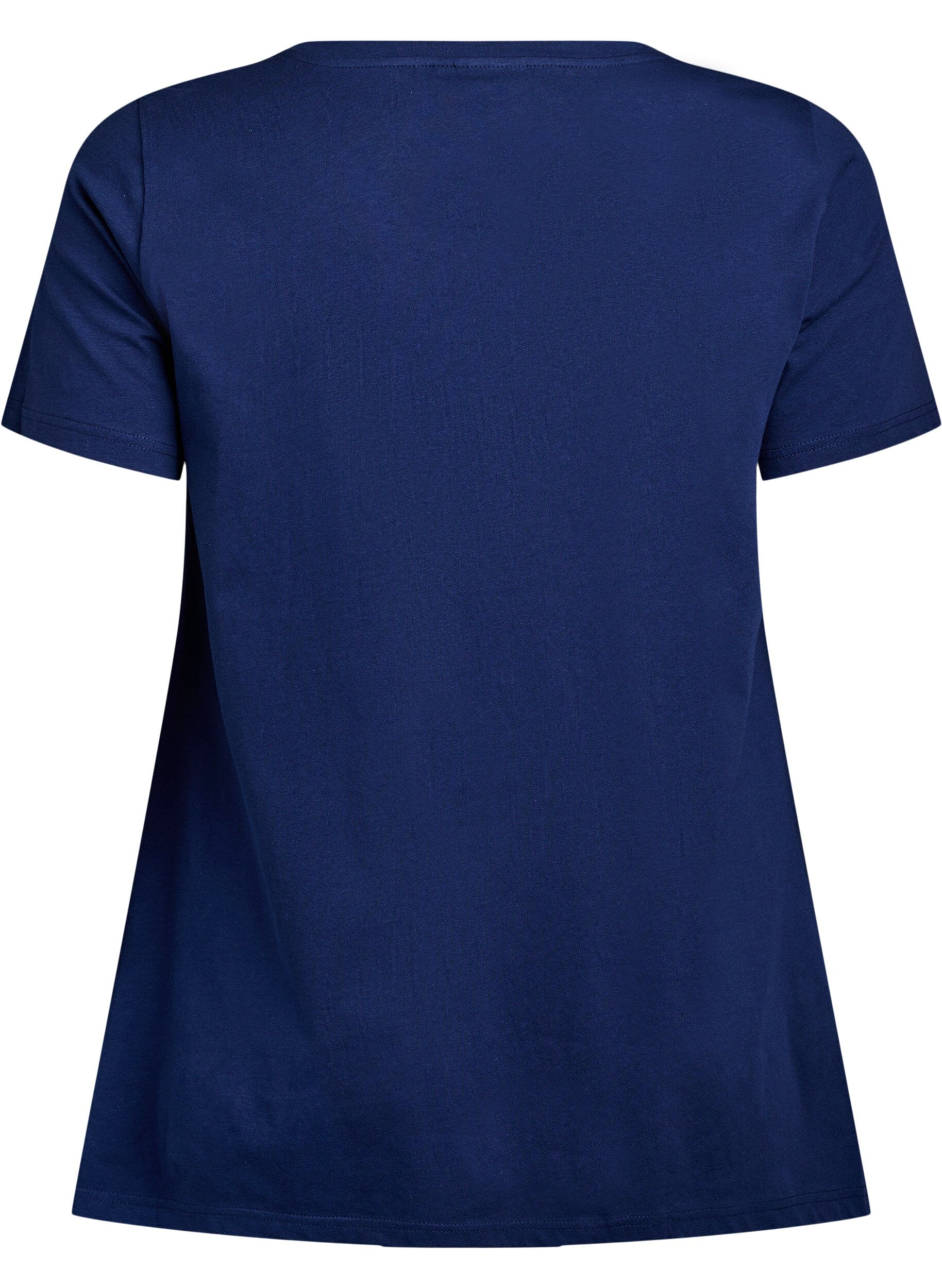 Zizzi T-shirt &agrave; col rond et coupe &eacute;vas&eacute;e, Bleu, Packshot image number 1