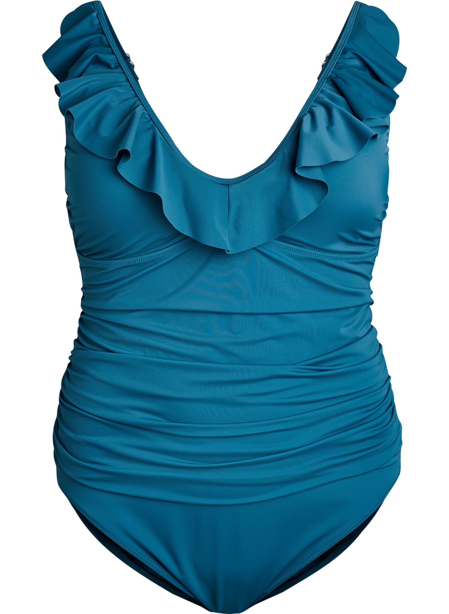 Zizzi Maillot de bain avec volants et inserts amovibles, Bleu p&eacute;trole, Packshot image number 0