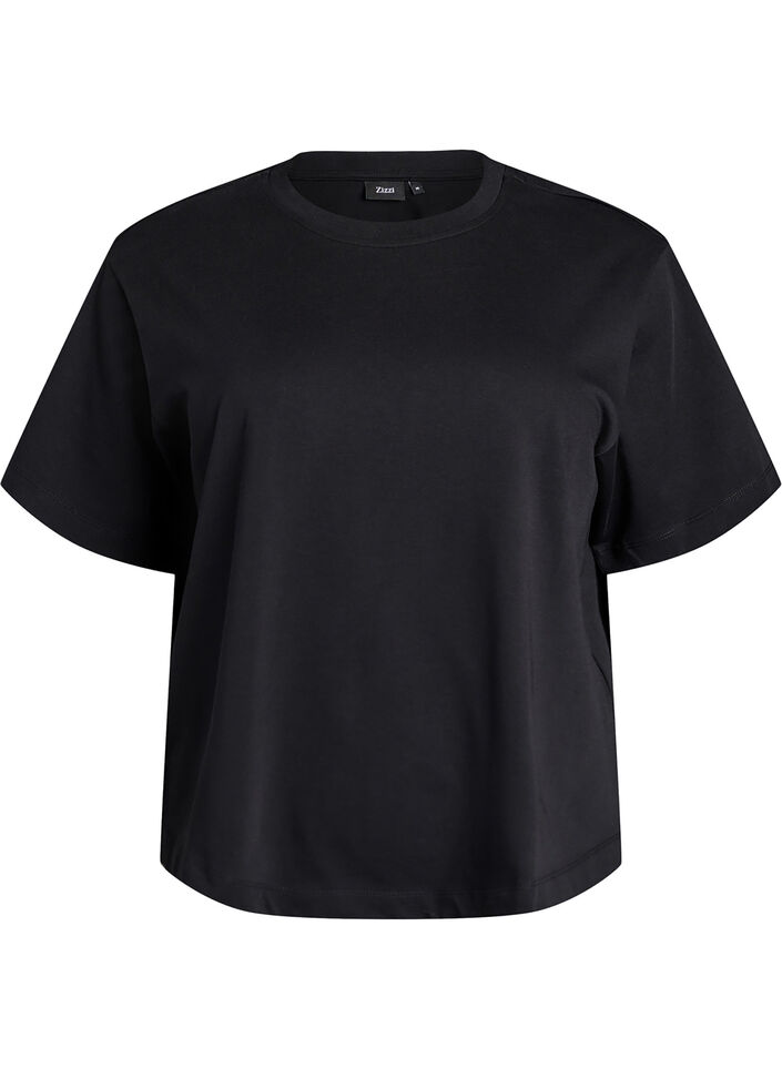 Kastiges T-Shirt aus Baumwolle, Schwarz, Packshot image number 0