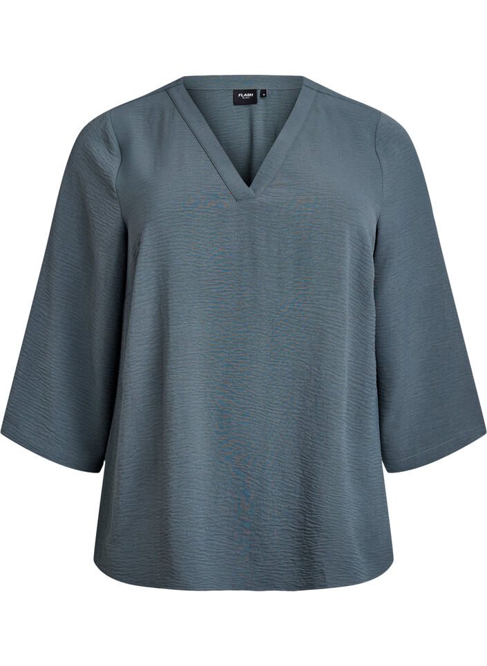 Bluse mit 3/4-&Auml;rmeln, Gr&uuml;n, Packshot image number 0