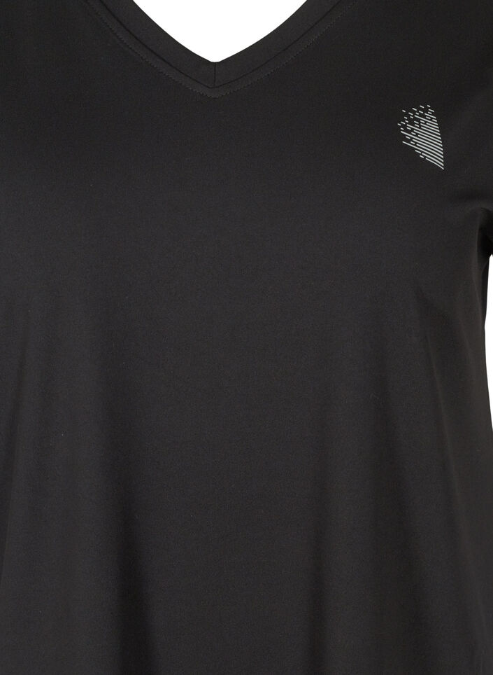 T-shirt de sport ample avec col en v, Noir, Packshot