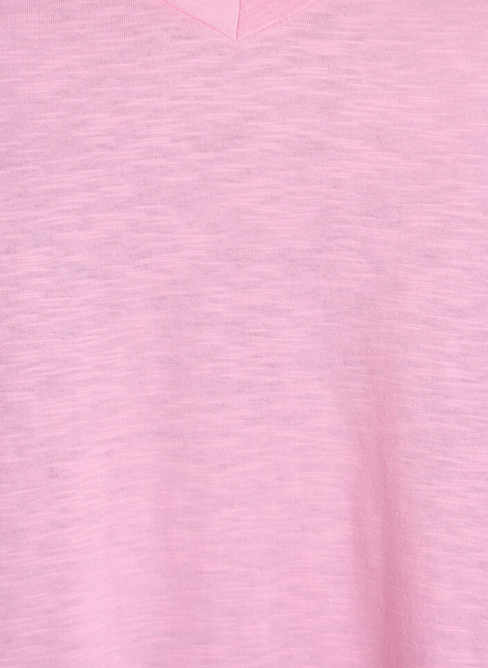 T-shirt basique &agrave; manches courtes et col en V, Rose, Packshot image number 2