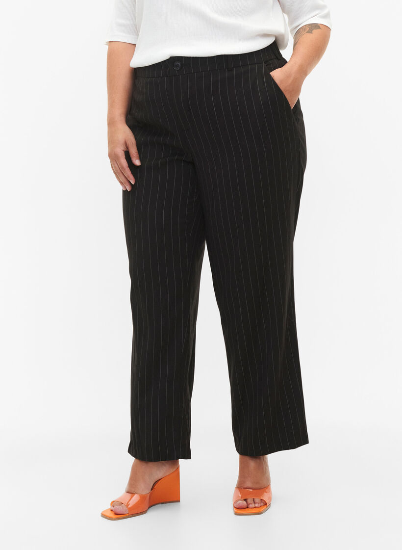 Pantalons à rayures fines, Black W. Pinstripe, Model image number 2