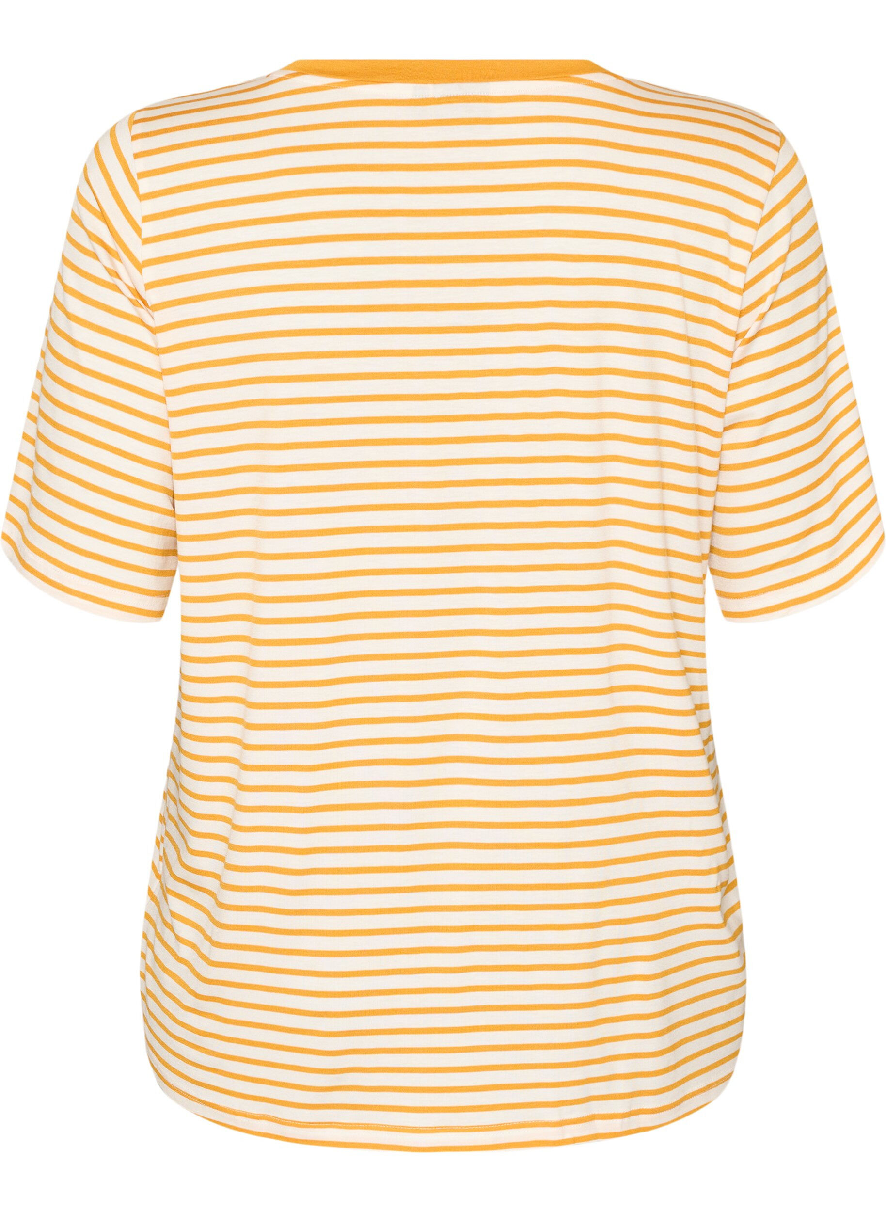 ZizziT-shirt en TENCEL&trade; Lyocell &agrave; rayures, Jaune clair, Packshot image number 1