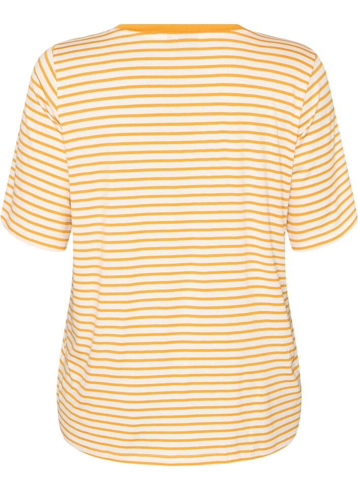 T-shirt en TENCEL&trade; Lyocell &agrave; rayures, Jaune clair, Packshot image number 1
