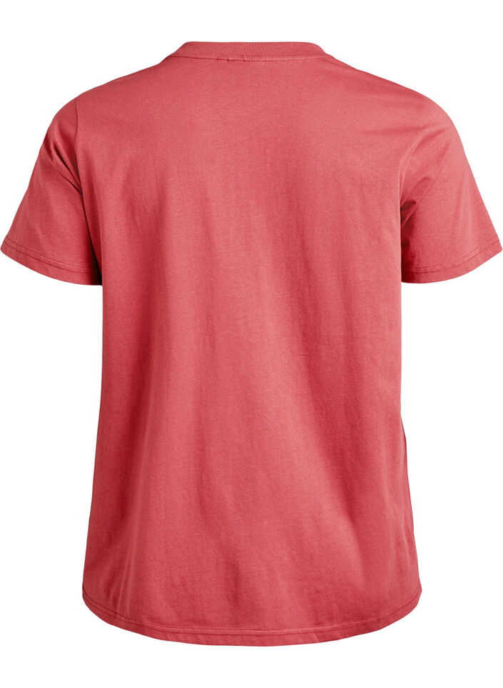 T-shirt basique en coton à col rond, Rouge, Packshot image number 1