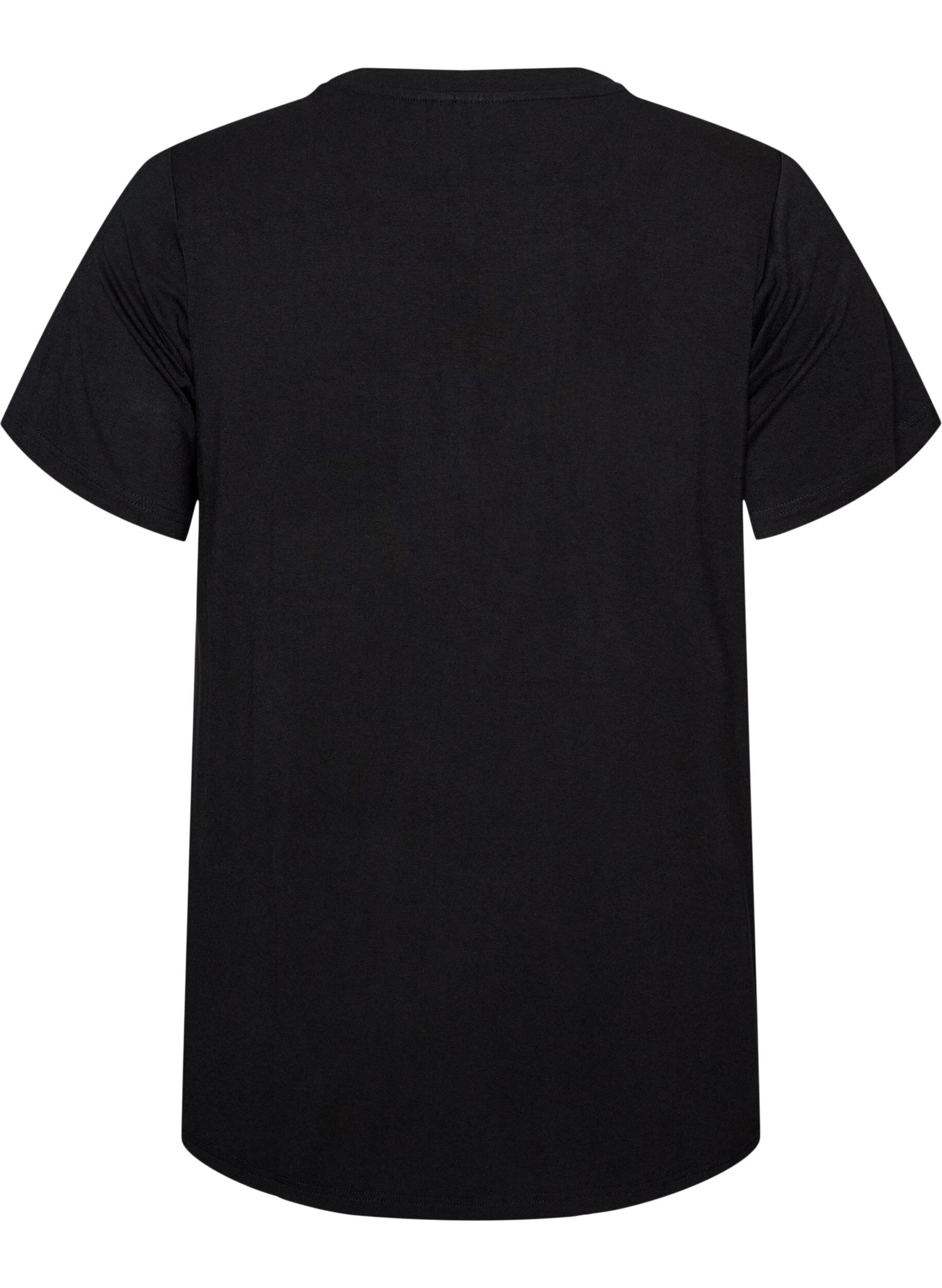 ZizziT-shirt en viscose avec strass, Noir, Packshot image number 1