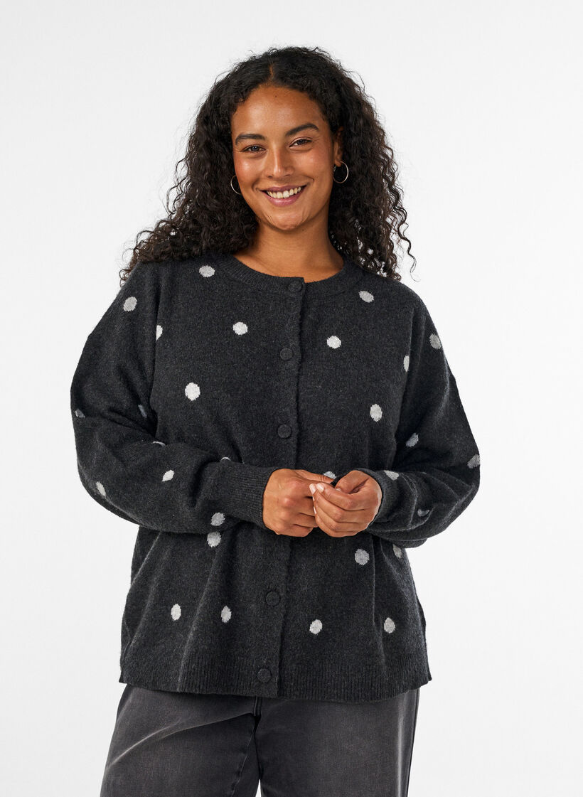 Cardigan &agrave; pois, Gris, Model image number 0