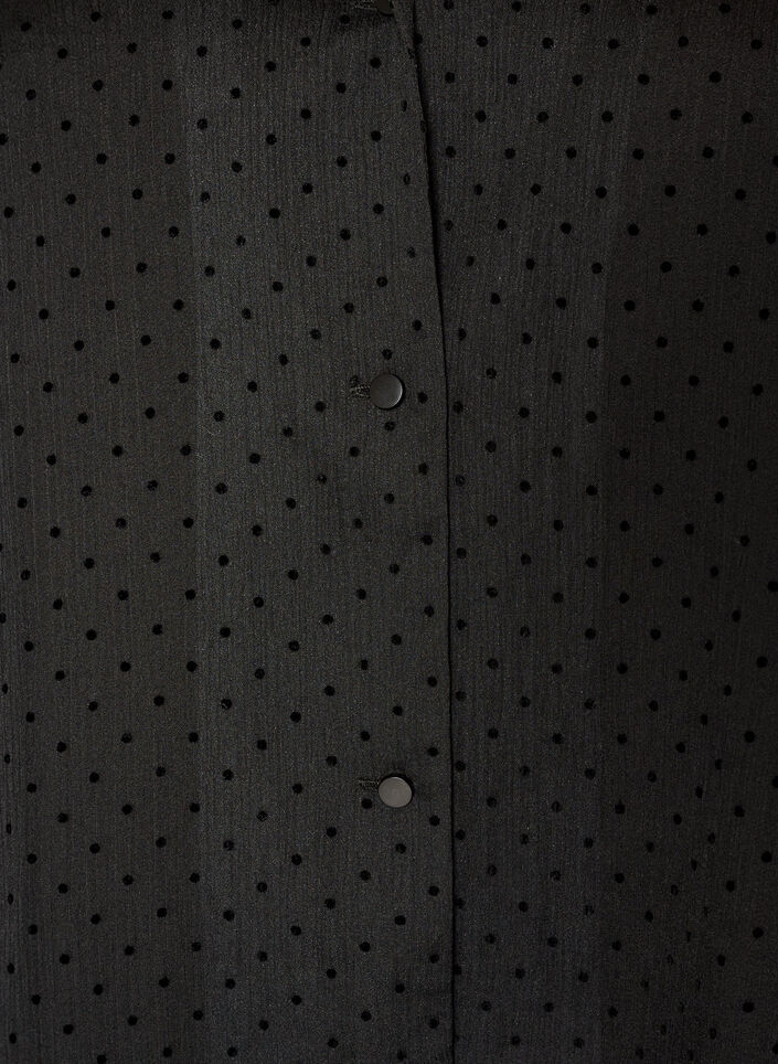 Chemisier &agrave; pois avec revers, Noir, Packshot