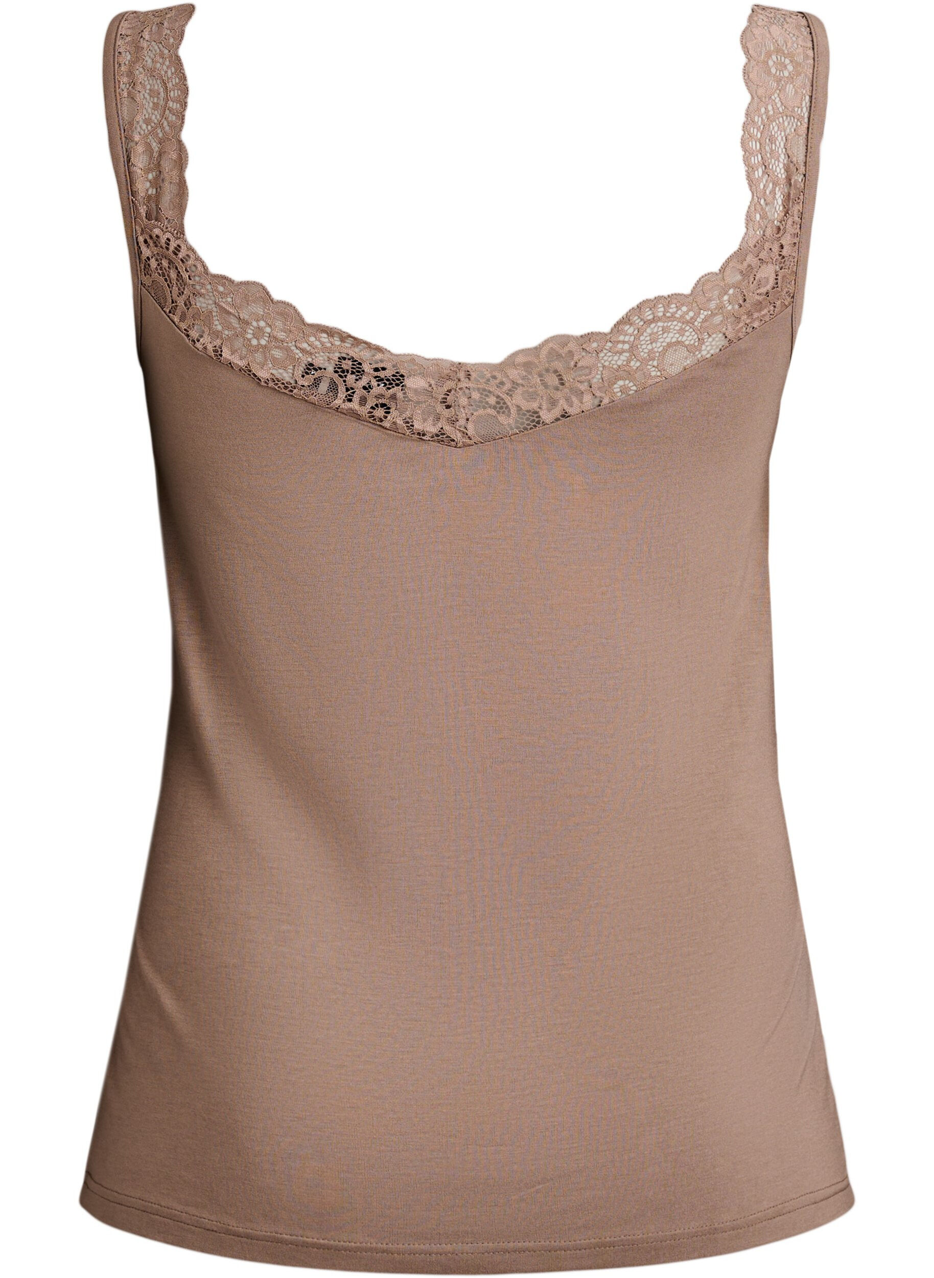 ZizziTop aus Viskose mit Spitze, Beige, Packshot image number 1