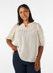 Bluse aus Seersucker mit Bindeband, Beige, Model image number 0