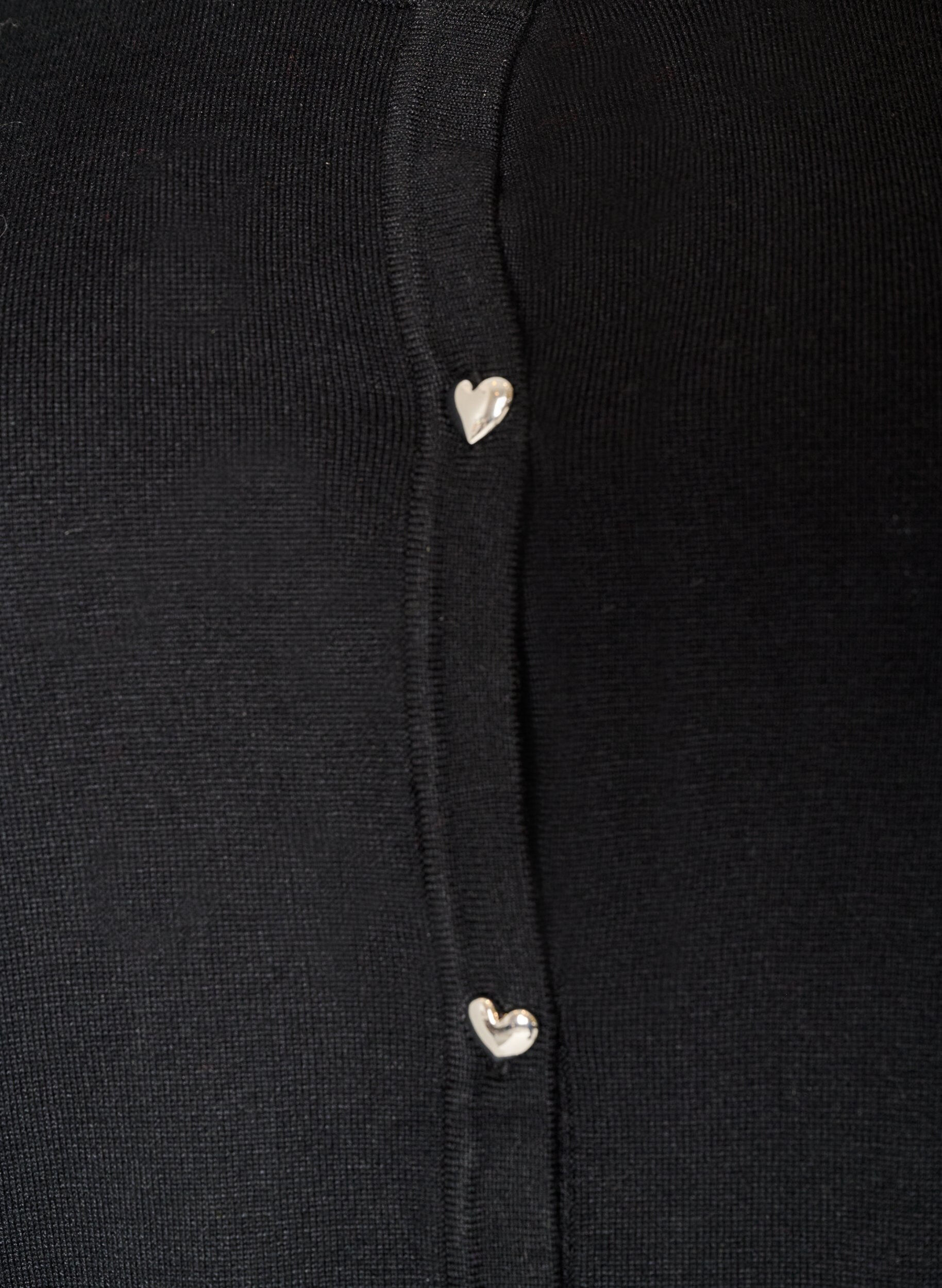 ZizziCardigan en maille avec boutons c&oelig;ur et manches courtes, Noir, Packshot image number 2