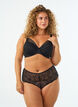 Offener Hipster-String mit Spitze und hohem Bund, Schwarz, Model image number 0