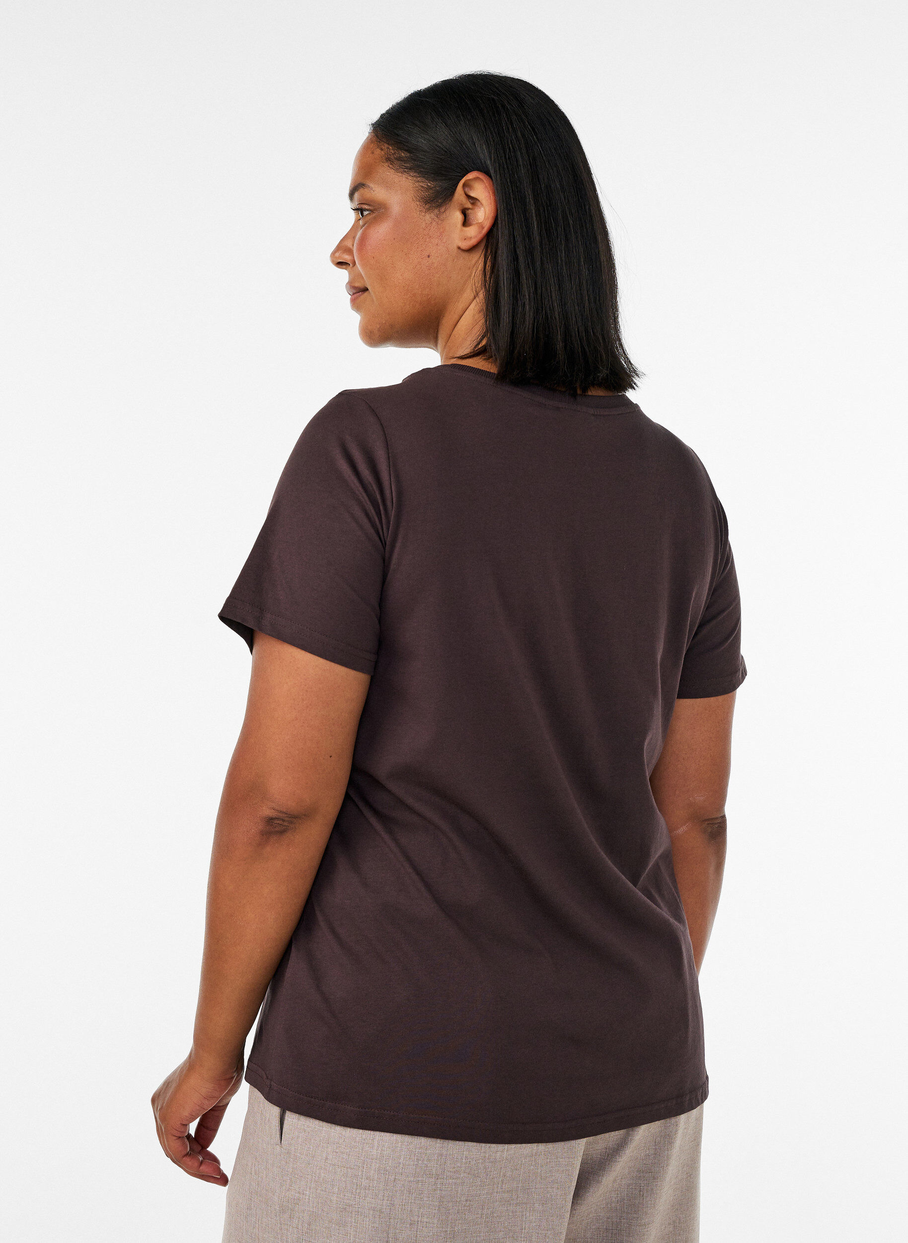 ZizziT-shirt en coton avec imprim&eacute; devant, Marron, Model image number 2
