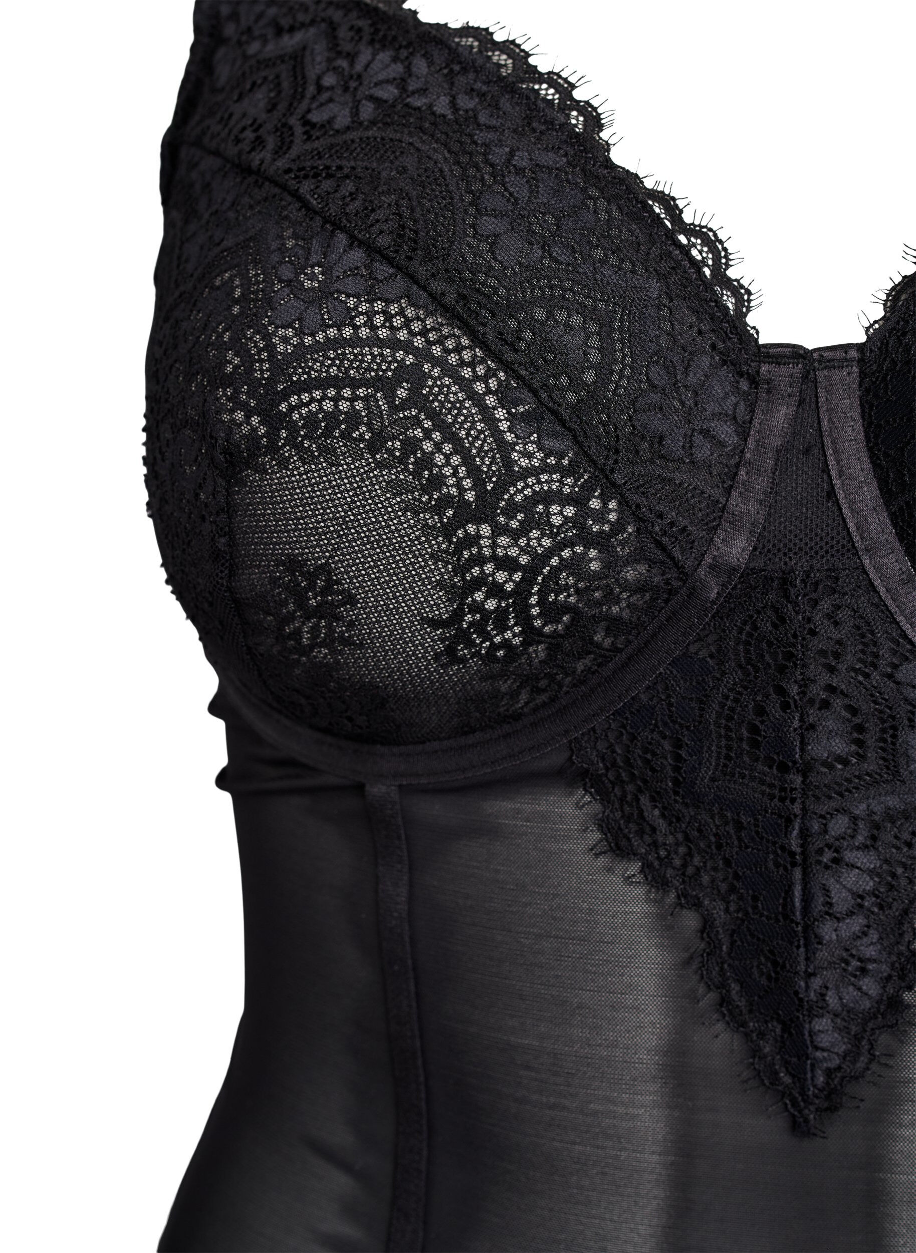 Zizzi Body en maille avec dentelle et armatures, Noir, Packshot image number 2