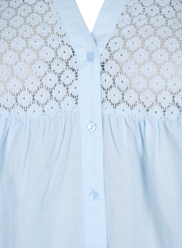 FLASH - Shirt mit Häkeldetail, Cashmere Blue, Packshot image number 2