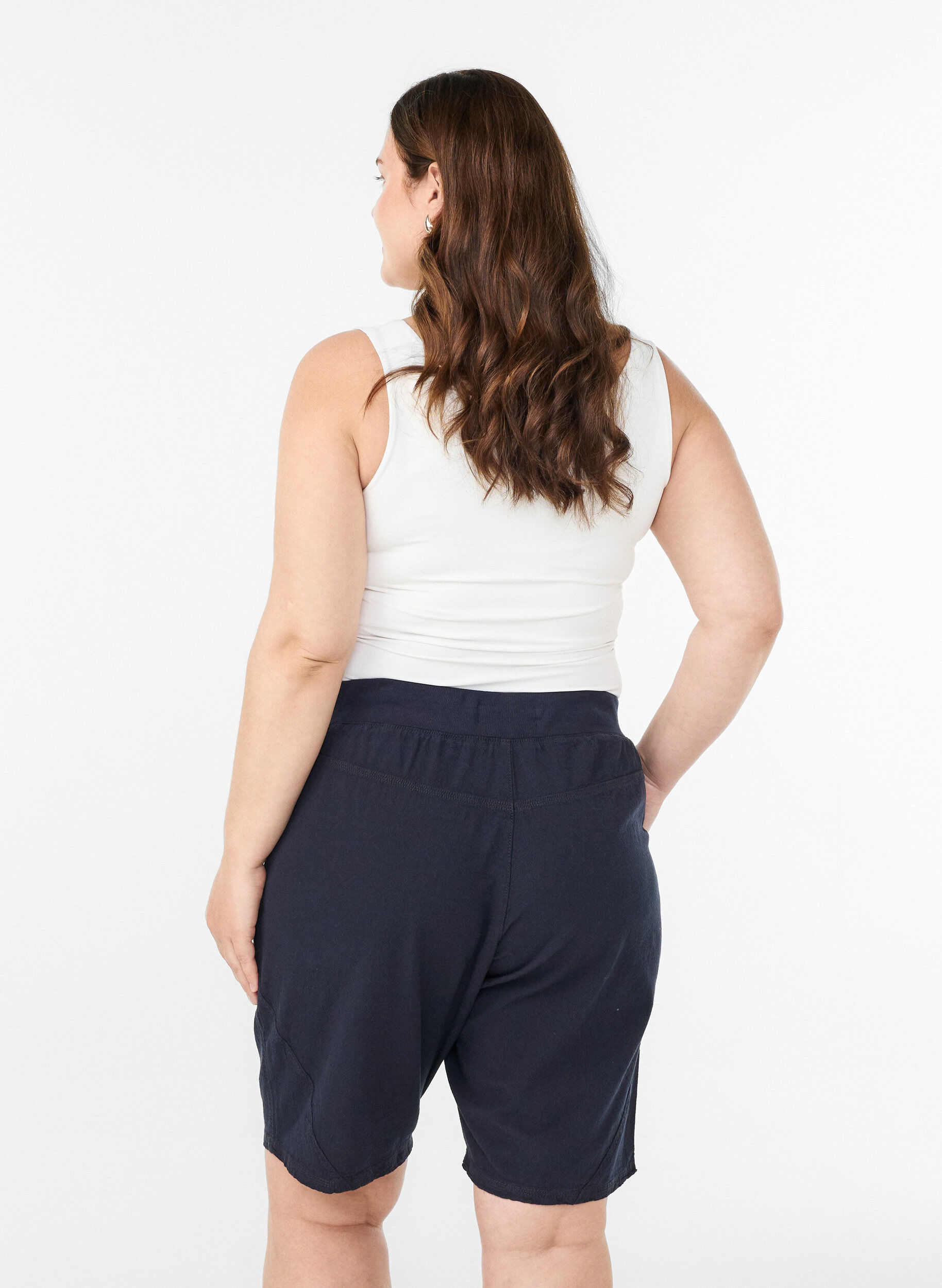 ZizziShort en coton ample avec poches, Bleu, Model image number 2