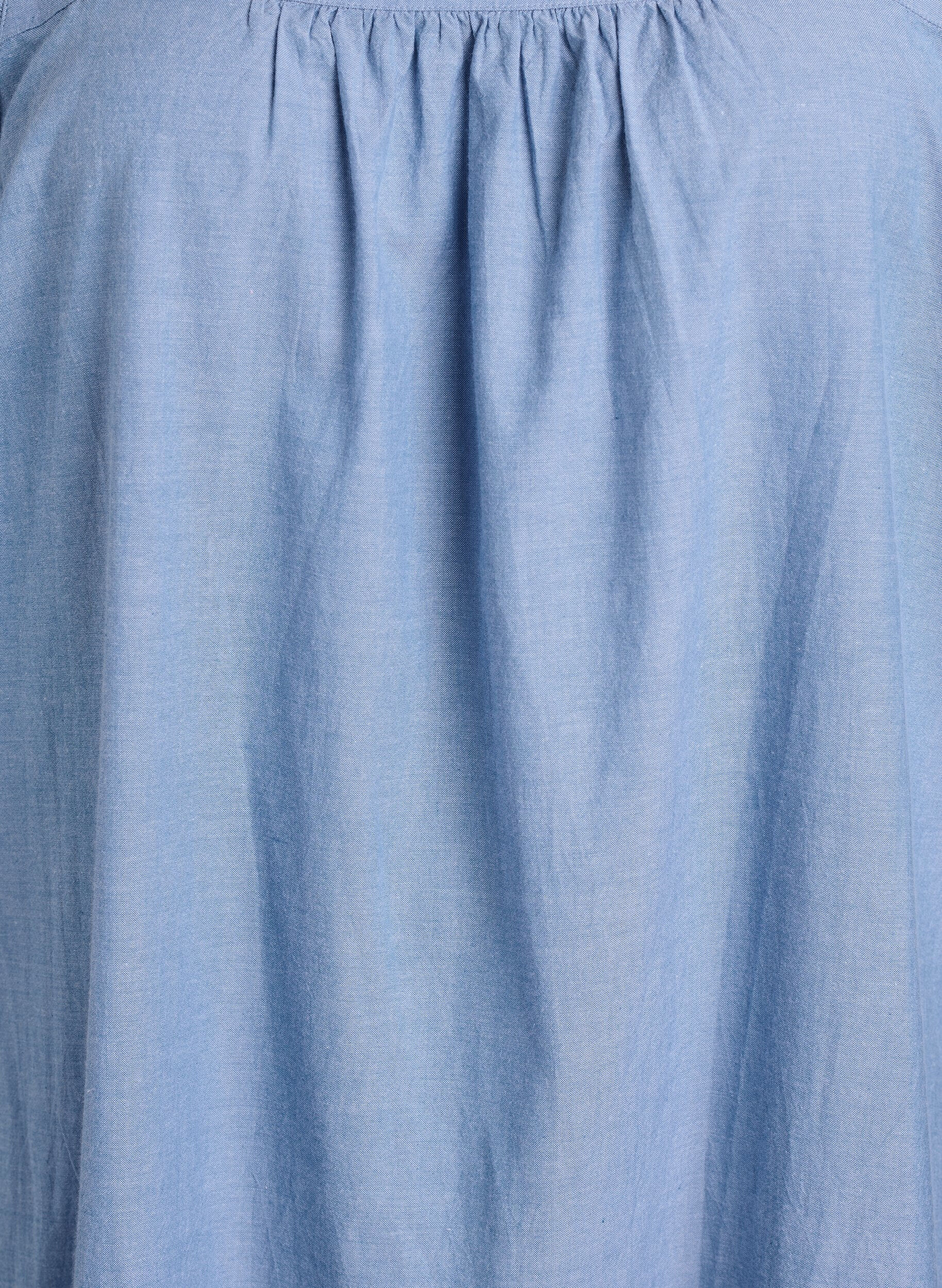 ZizziMidikleid aus Baumwolle mit R&uuml;schendetails, Blau, Packshot image number 2