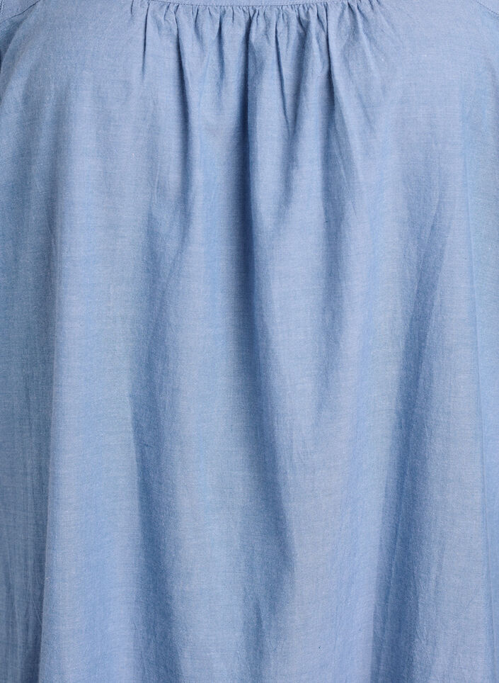 Midikleid aus Baumwolle mit R&uuml;schendetails, Blau, Packshot image number 2