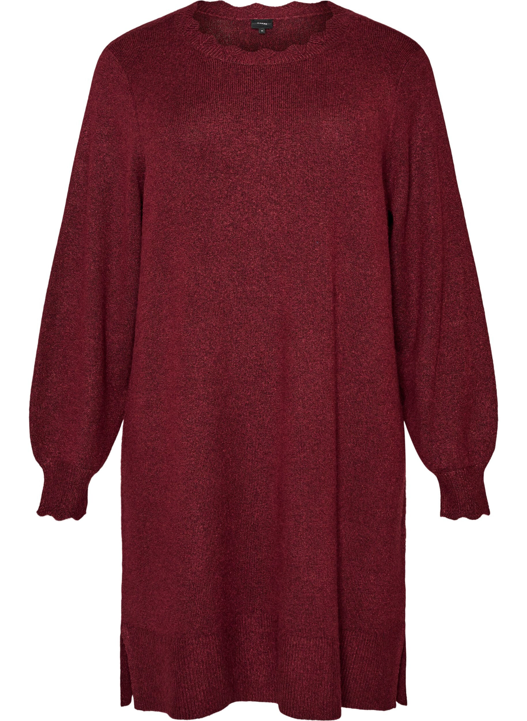 Robe courte en maille avec ourlet ondul&eacute; et fentes
