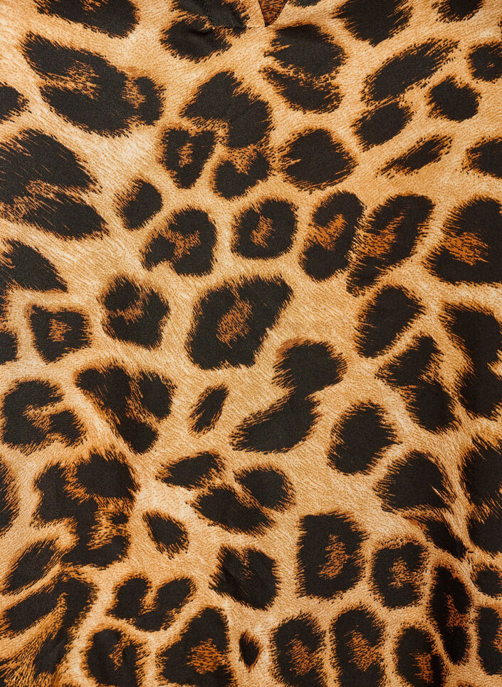 Bluse mit Leopardenmuster und R&uuml;schendetails, Braun, Packshot image number 2