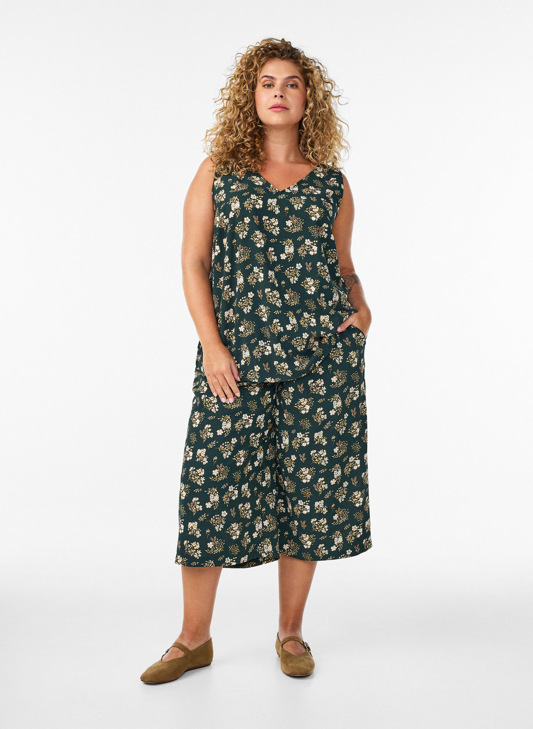 ZizziCulotte-Hose mit Print, Schwarz, Model image number 1