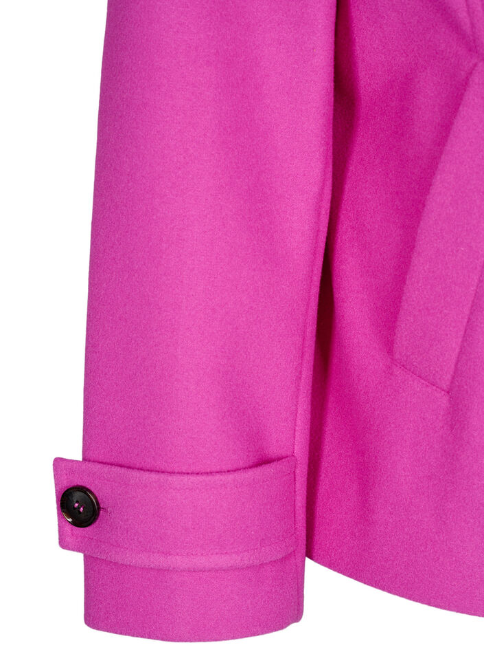 Manteau court imitation laine et à poches, Purple Orchid, Packshot image number 3