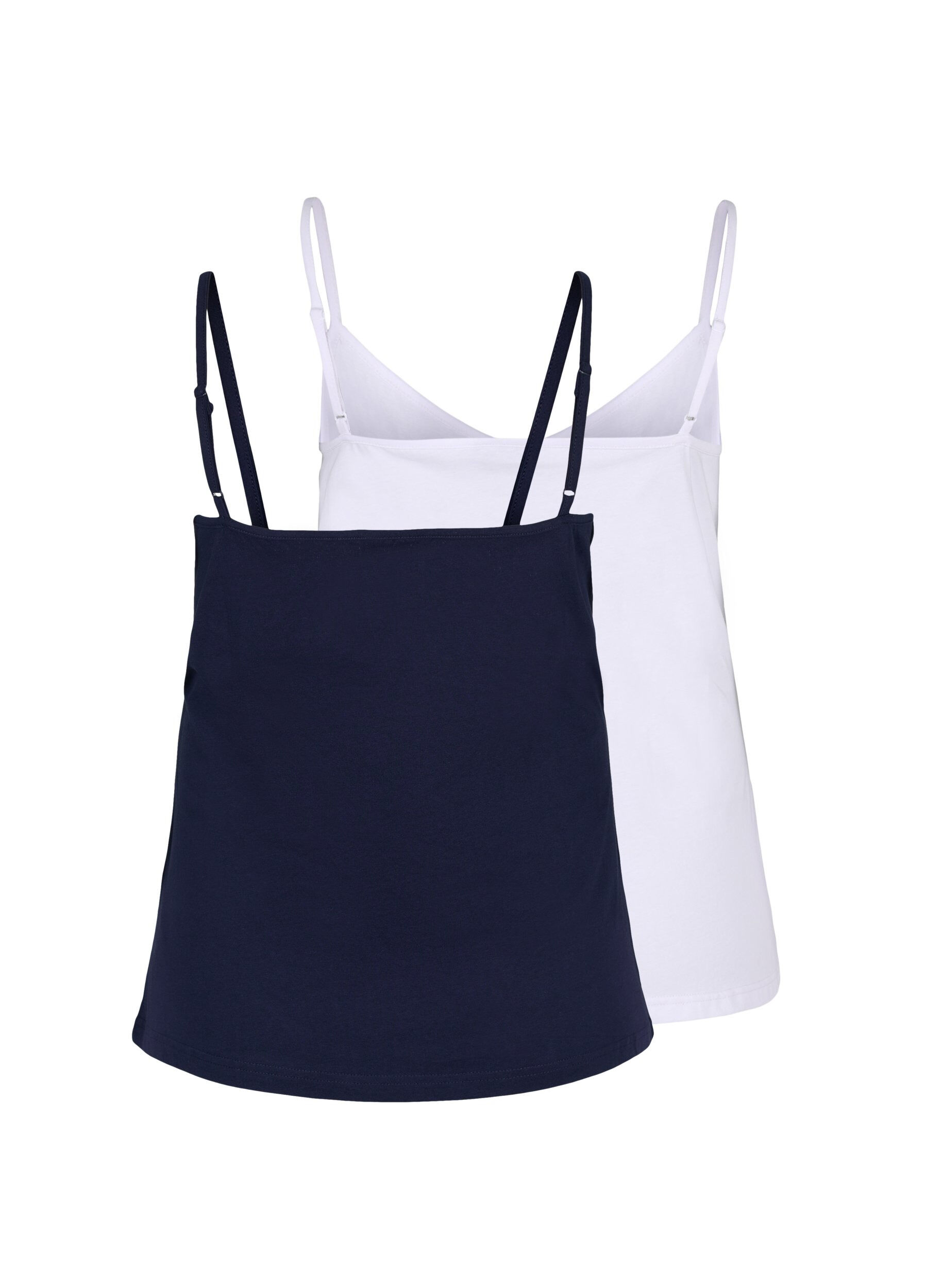 Zizzi Lot de 2 hauts basiques en coton, Navy B/B White, Packshot image number 1