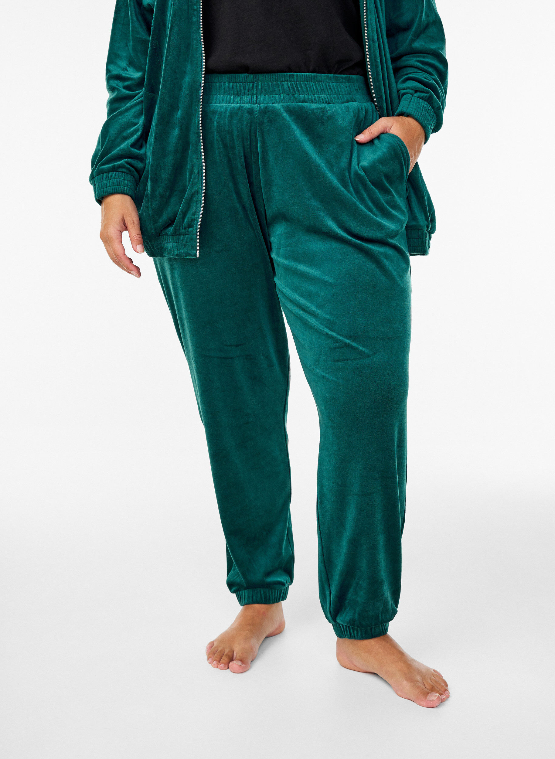 ZizziPantalon ample en velours, Vert, Model image number 2