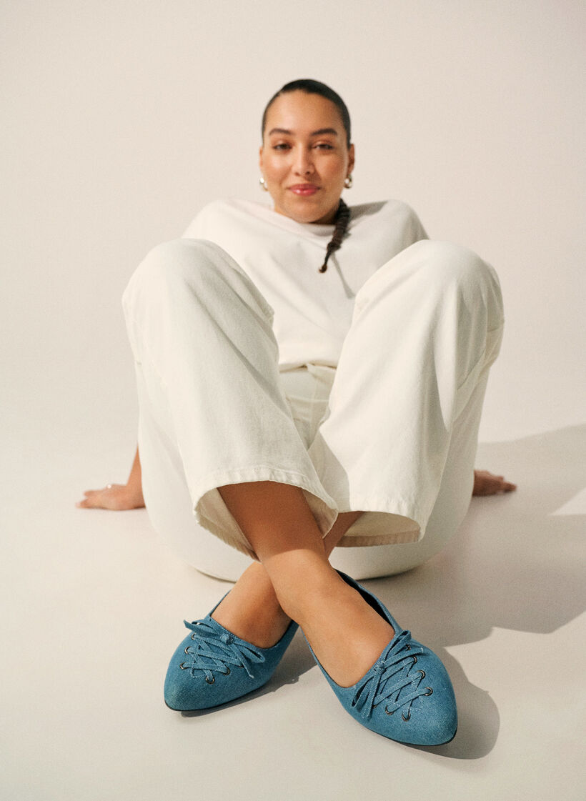 Ballerine &agrave; lacets, Bleu, Image image number 0