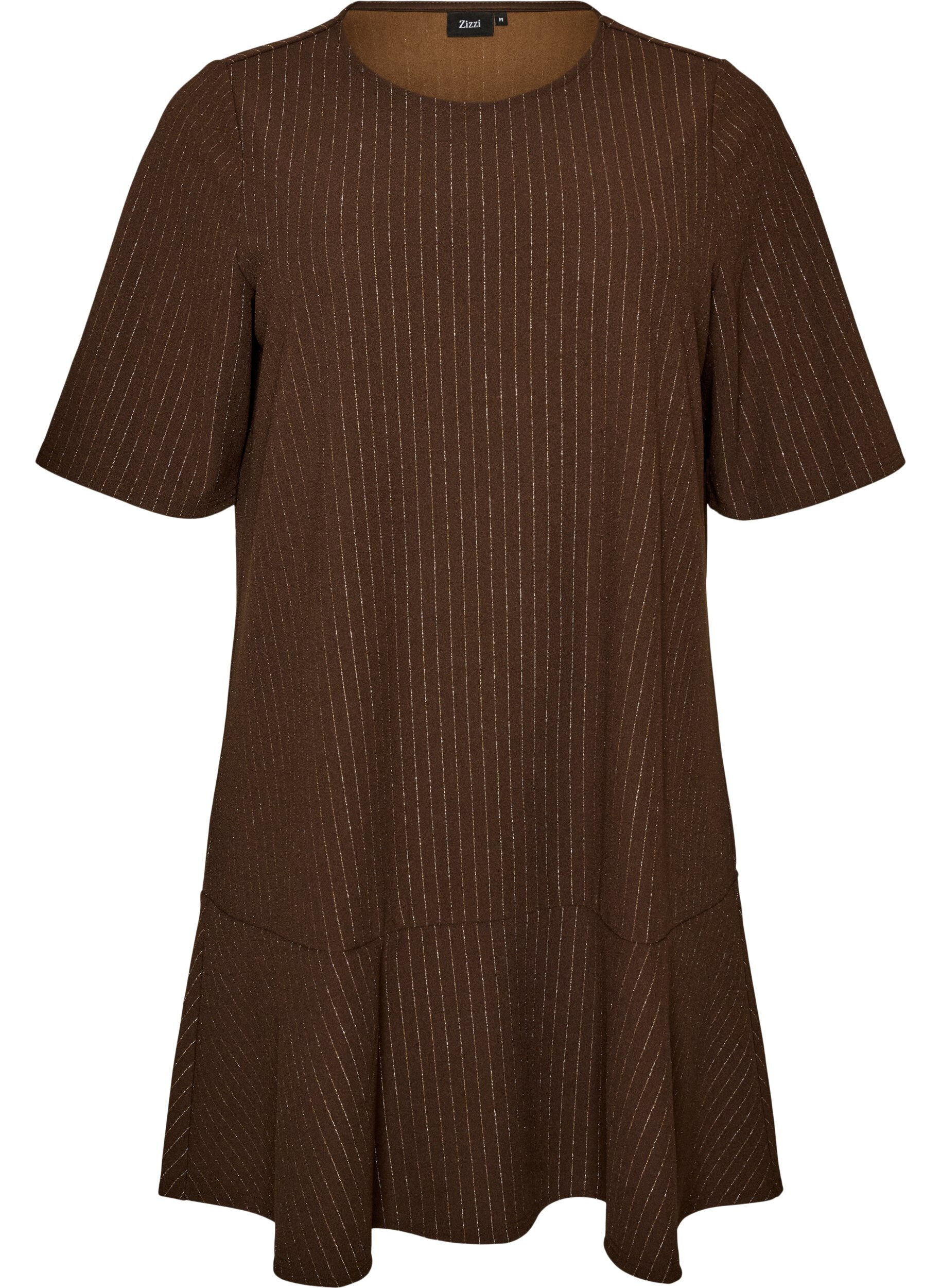 ZizziRobe courte coupe &eacute;vas&eacute;e avec des rayures paillet&eacute;es, Marron, Packshot image number 0