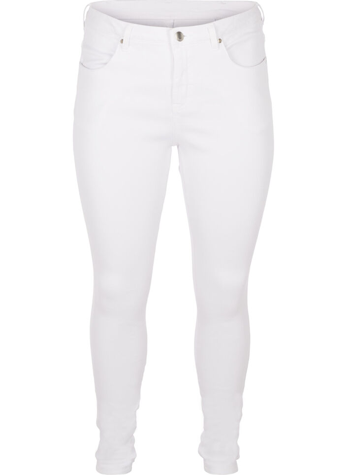 Extra schmale Amy Jeans mit hoher Taille, White, Packshot image number 0
