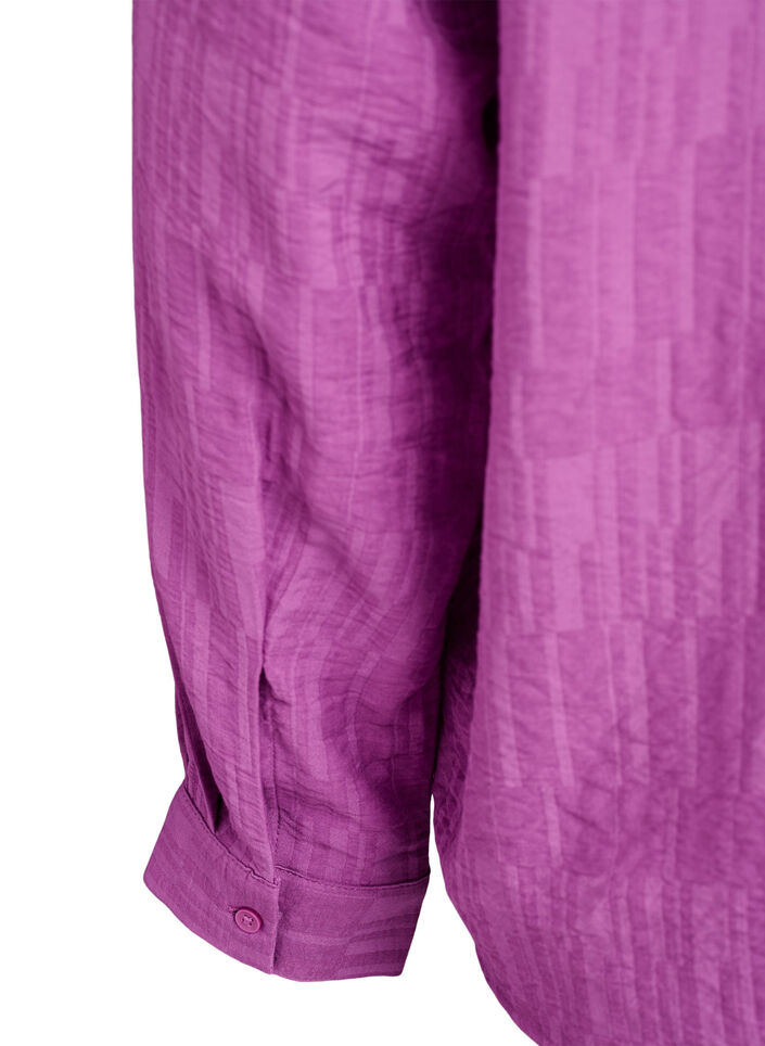 Chemise ample avec texture et col en V, Violet, Packshot image number 3