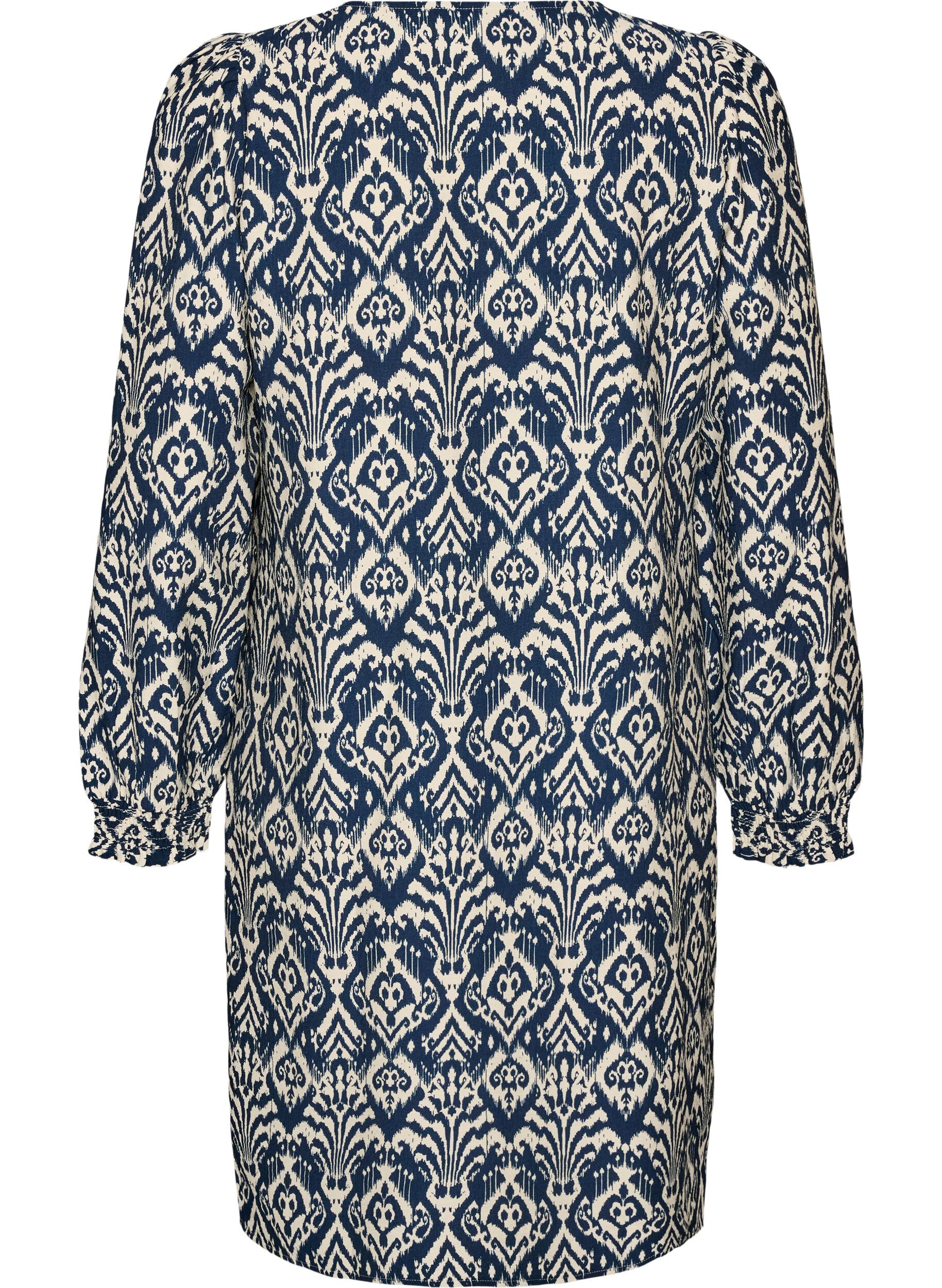 ZizziRobe imprim&eacute;e en viscose &agrave; manches longues, Bleu, Packshot image number 1