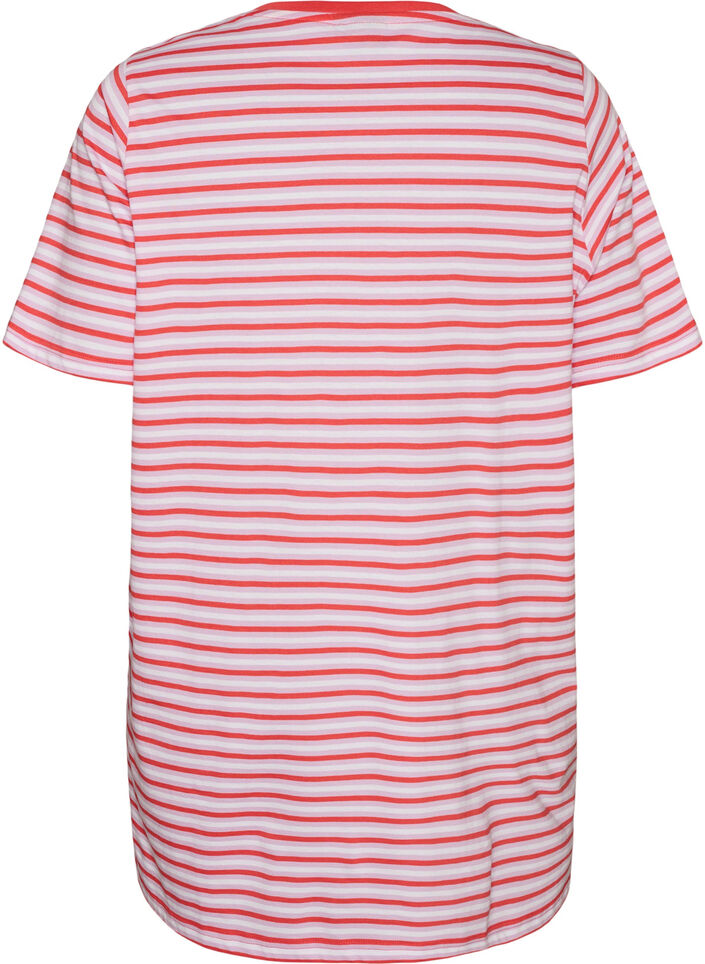 T-shirt long oversize ray&eacute; en coton bio, Violet, Packshot image number 1