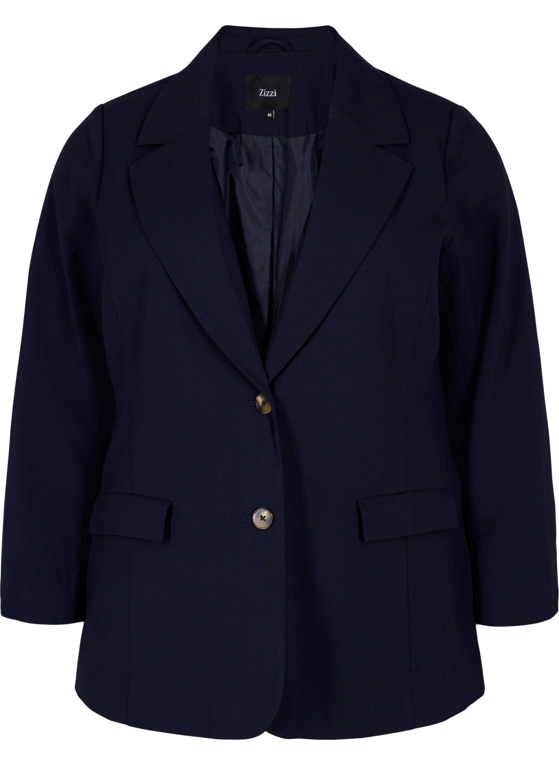 Zizzi Blazer classique avec fermeture &agrave; boutons, Night Sky, Packshot image number 0