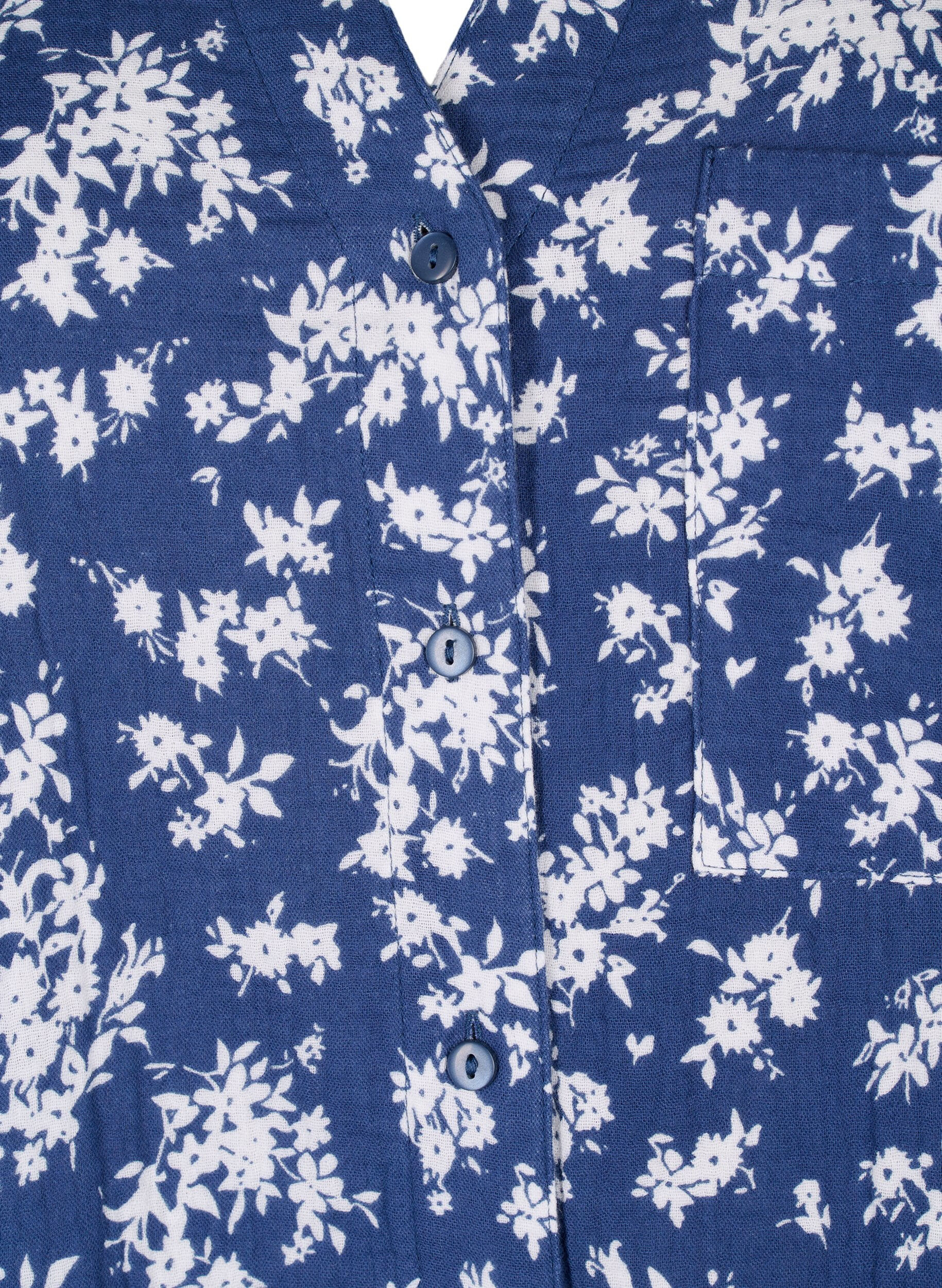 Zizzi Chemise de nuit florale &agrave; manches 3/4, V. Indigo Flower AOP, Packshot image number 2