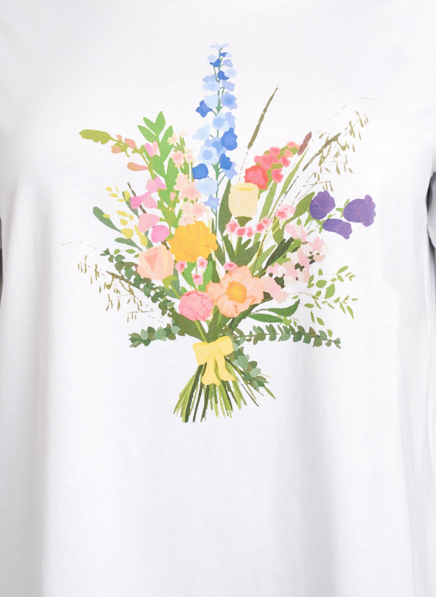 Zizzi T-Shirt aus Bio-Baumwolle mit floralem Print, B. White w. Flower, Packshot image number 2